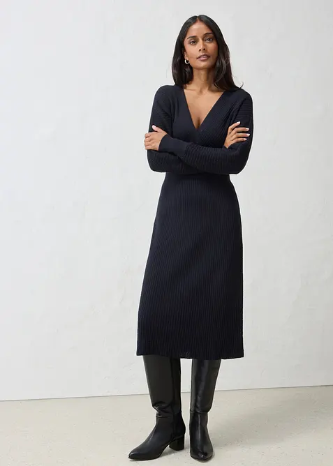 Robe en maille douce de laine m&eacute;lang&eacute;e, bonprix