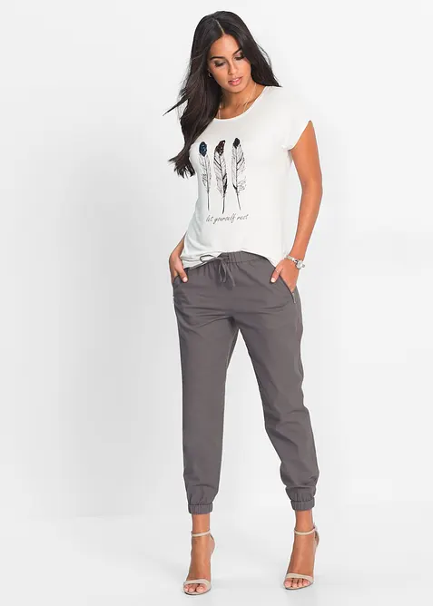 Pantalon 7/8 l&eacute;ger en lin et coton, bonprix