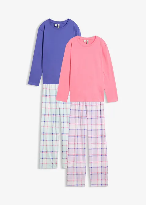 2 Pyjamas aus reiner Bio-Baumwolle (4-tlg.Set), bonprix