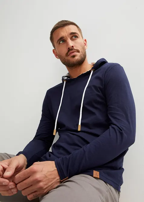 T-shirt manches longues &agrave; capuche en coton, bonprix