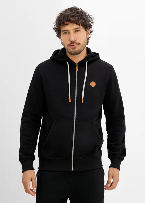Sweat zipp&eacute; &agrave; capuche et d&eacute;tails enduits, bonprix