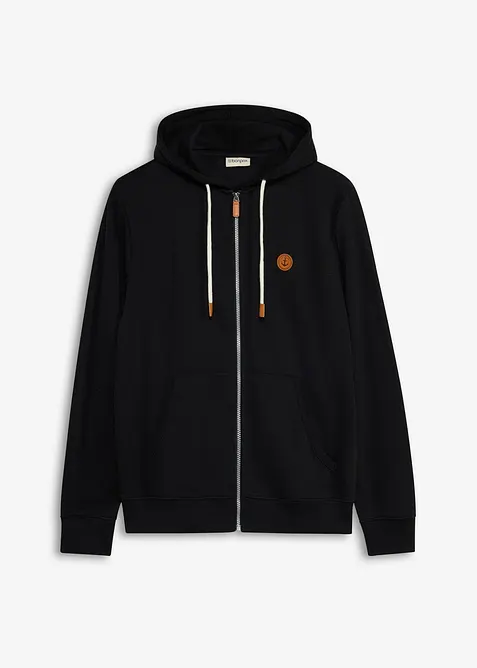 Sweat zipp&eacute; &agrave; capuche et d&eacute;tails enduits, bonprix