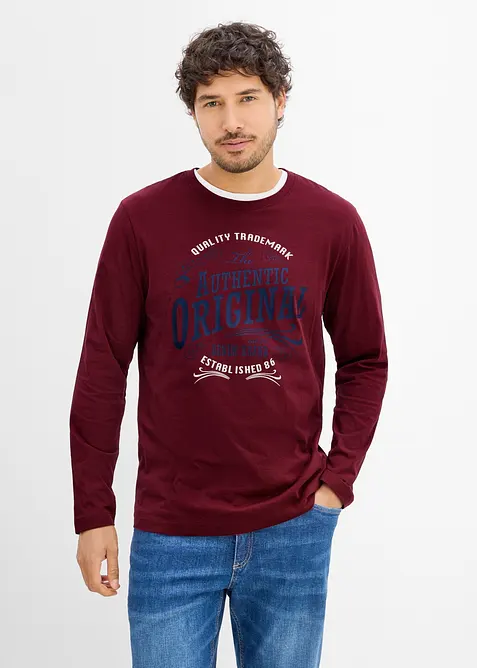 Lot de 2 T-shirts manches longues 100% coton, bonprix