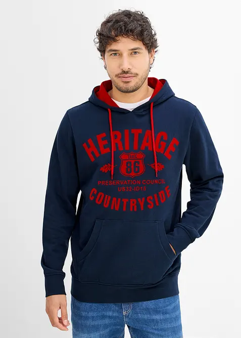 Sweat &agrave; capuche, imprim&eacute; floqu&eacute;, bonprix