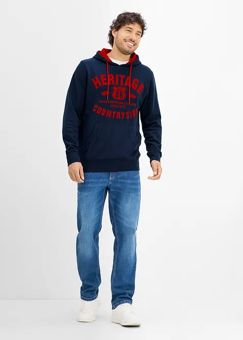 Sweat &agrave; capuche, imprim&eacute; floqu&eacute;, bonprix