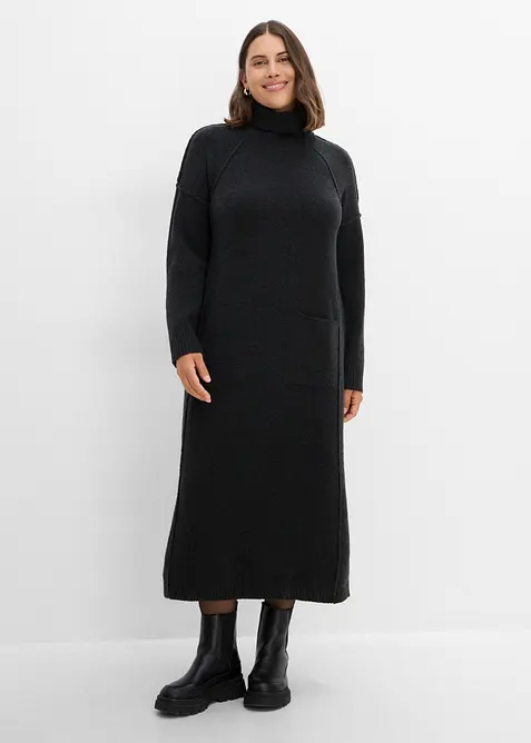 Robe en maille &agrave; col roul&eacute;, bonprix