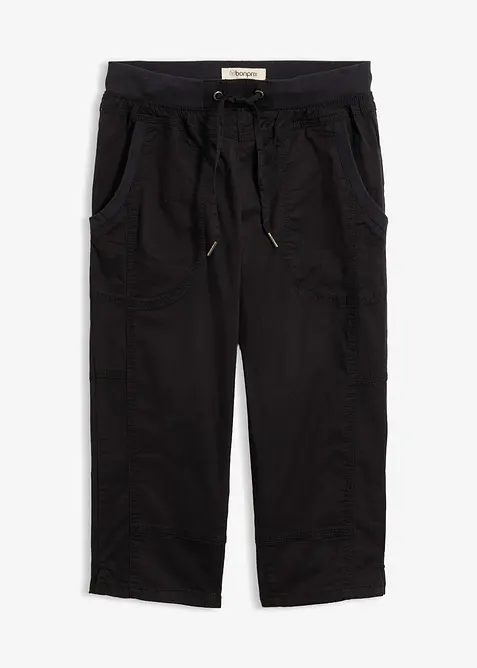 Pantalon corsaire en coton extensible avec lien &agrave; nouer, bonprix