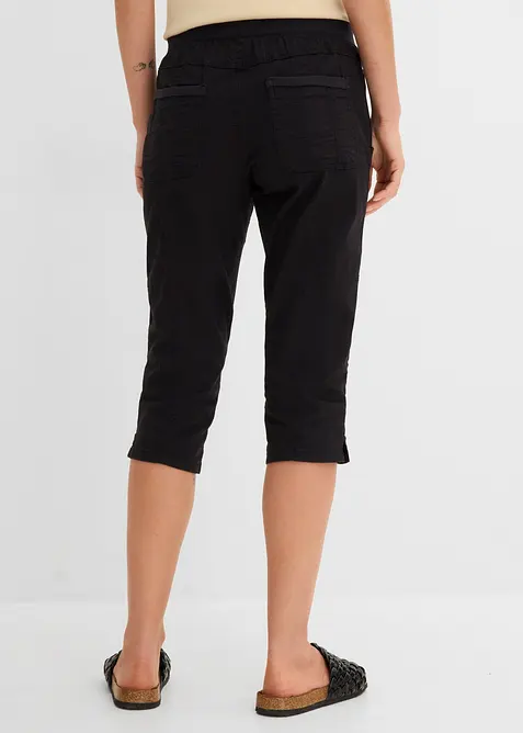 Pantalon corsaire en coton extensible avec lien &agrave; nouer, bonprix