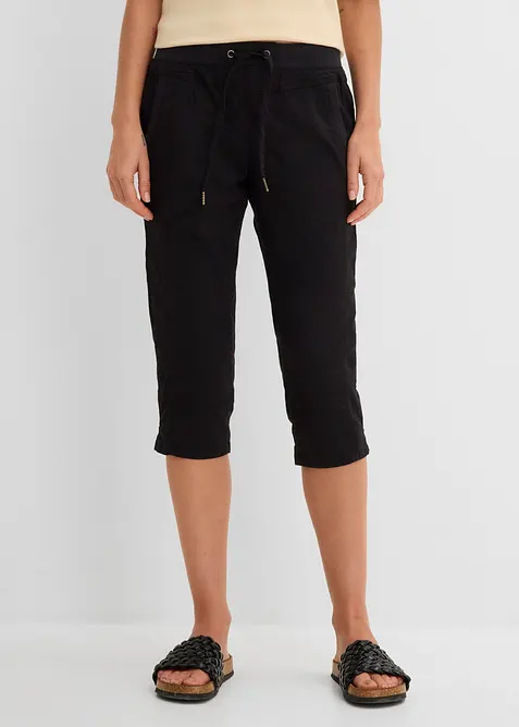 Pantalon corsaire en coton extensible avec lien &agrave; nouer, bonprix