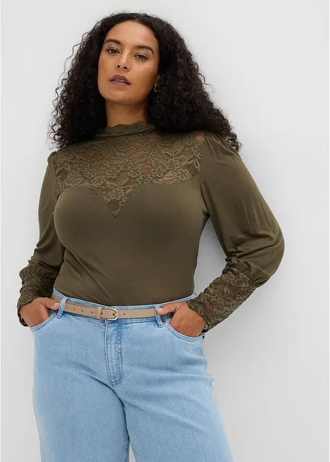 T-shirt manches longues en viscose extensible, bonprix