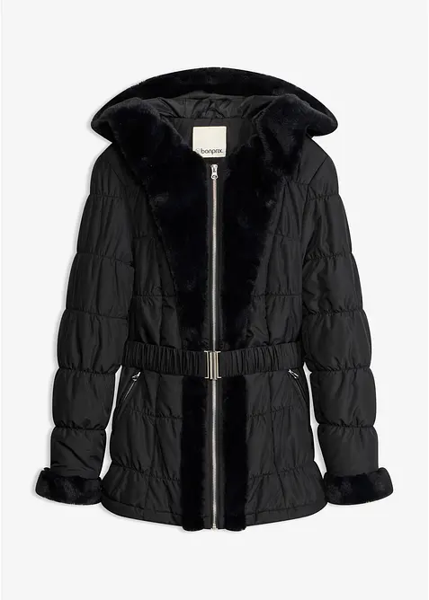 Steppjacke mit Fellimitat, bonprix