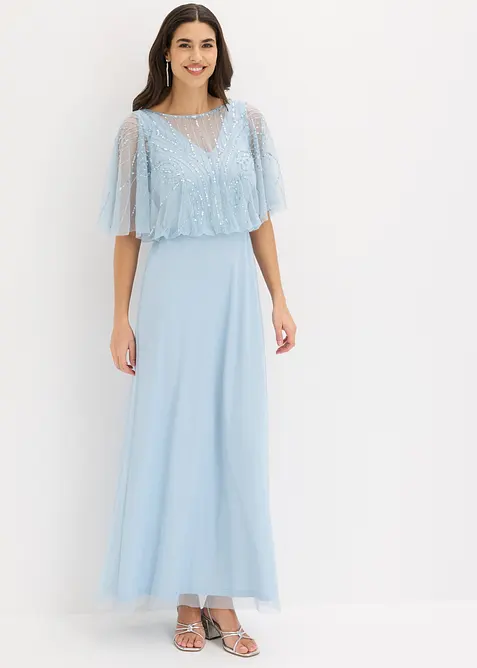 Maxikleid aus feinem T&uuml;ll mit Paillettenstickerei, bonprix