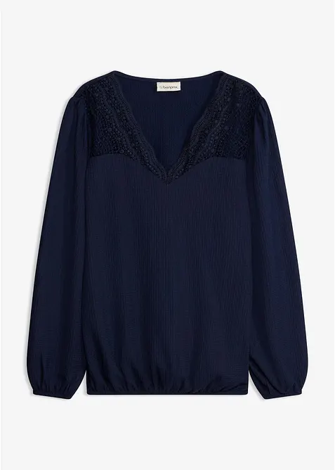T-shirt manches longues &agrave; dentelle, bonprix