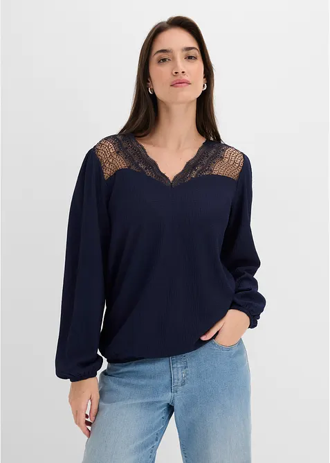 Langarmshirt mit Spitze, bonprix