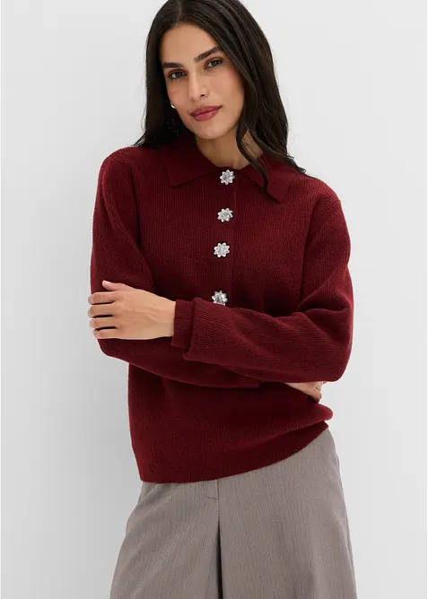 Polo-Pullover mit Wollanteil, bonprix