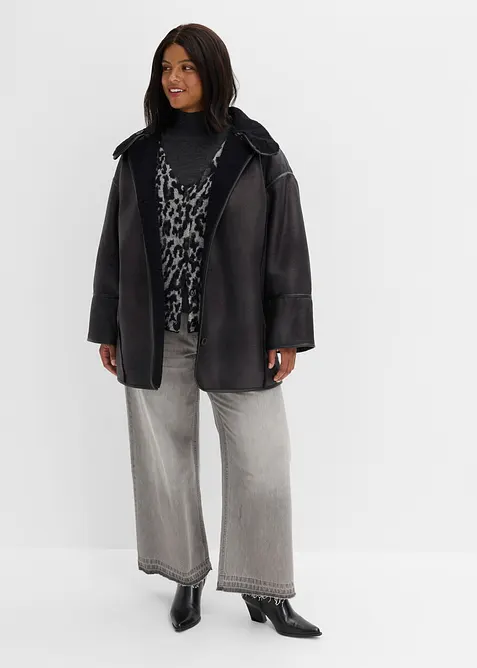 Oversized Lammfellimitat-Jacke, bonprix