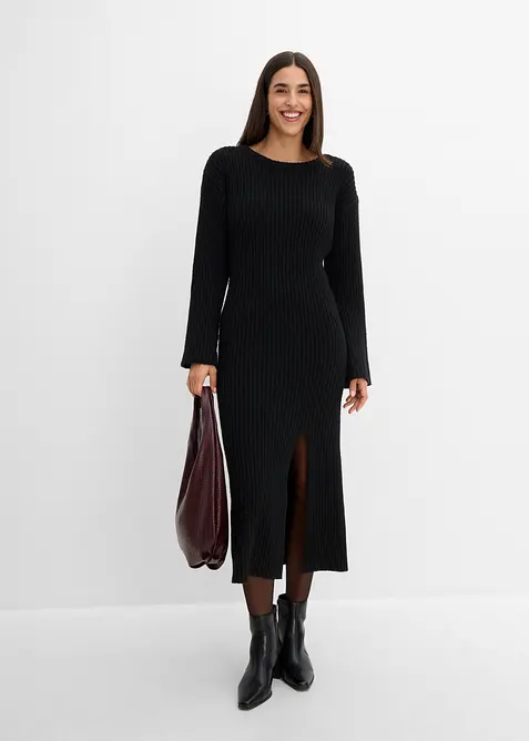 Robe en maille avec fente, bonprix