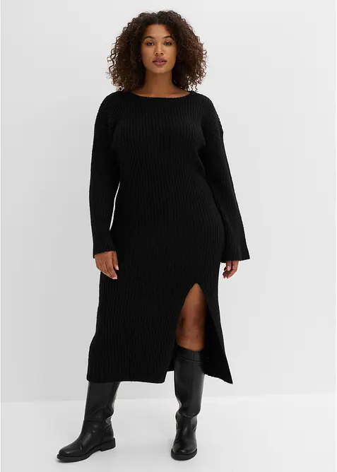 Robe en maille avec fente, bonprix