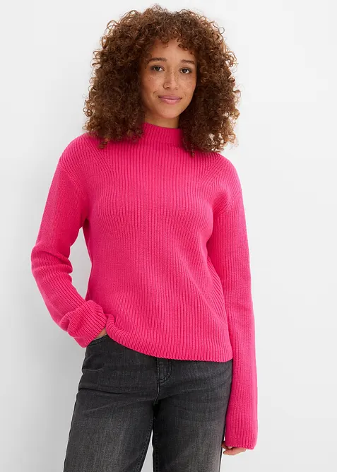 Pull en maille c&ocirc;tel&eacute;e 100% coton, bonprix