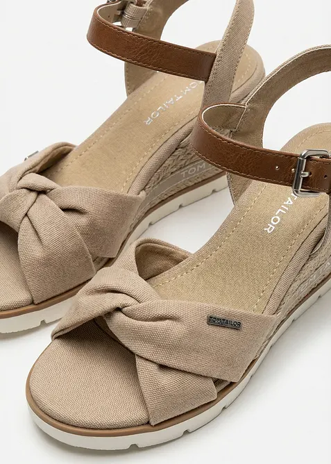 Sandales &agrave; talon compens&eacute; Tom Tailor, aspect raphia, Tom Tailor