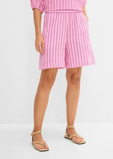 Short en gaze de coton &agrave; taille &eacute;lastiqu&eacute;e, bonprix