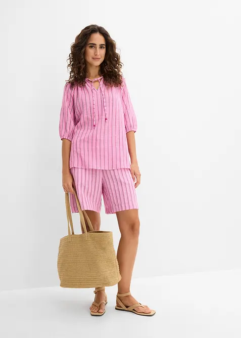 Short en gaze de coton &agrave; taille &eacute;lastiqu&eacute;e, bonprix