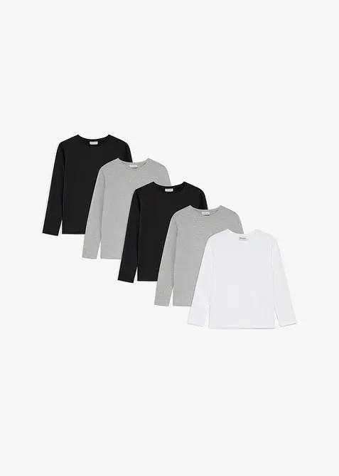 Langarmshirt mit Bio Baumwolle (5er Pack), bonprix