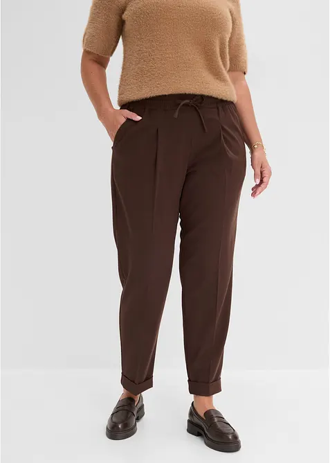 Pantalon &agrave; pinces avec taille &eacute;lastiqu&eacute;e, bonprix