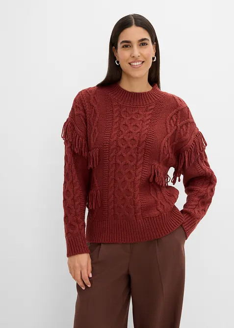 Oversize-Pullover mit Fransen, bonprix