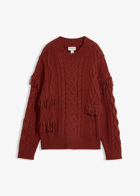 Pull oversize &agrave; franges, bonprix