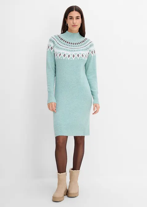 Norweger-Strickkleid mit Stehkragen, bonprix