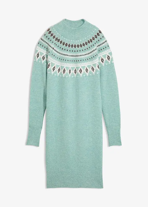 Norweger-Strickkleid mit Stehkragen, bonprix