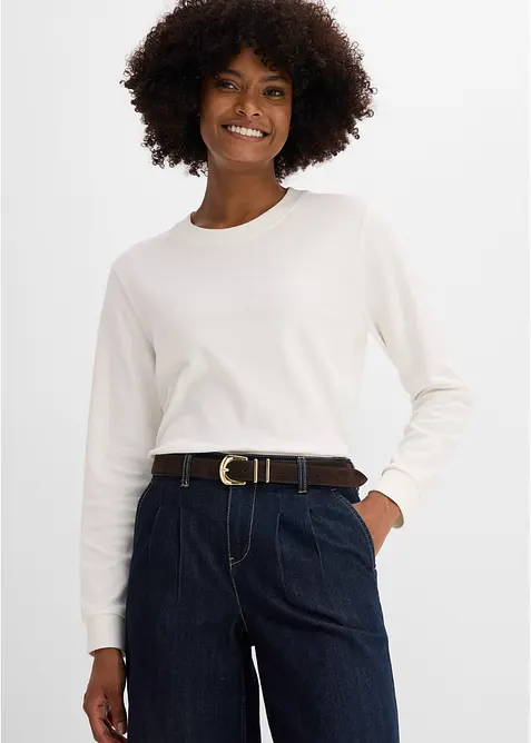 Ceinture en cuir avec boucle en m&eacute;tal brillant, bonprix