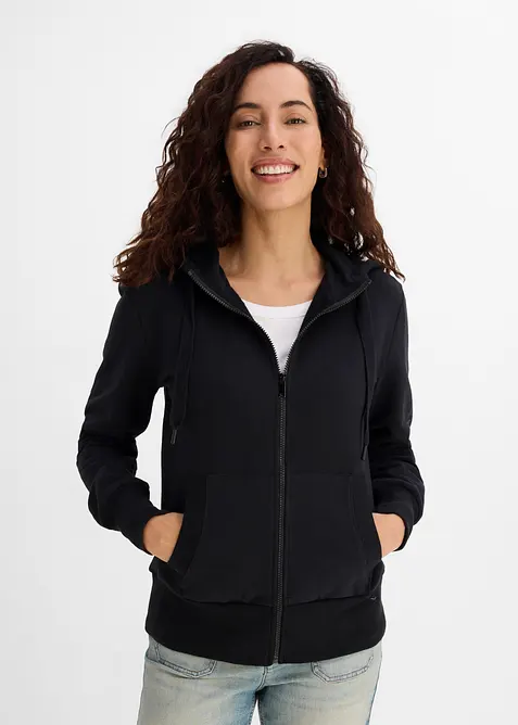 Sweat zipp&eacute; &agrave; capuche en coton extensible &eacute;pais et doux, bonprix