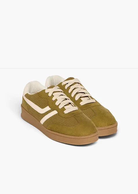 Sneakers &agrave; d&eacute;tails en velours c&ocirc;tel&eacute;, bonprix