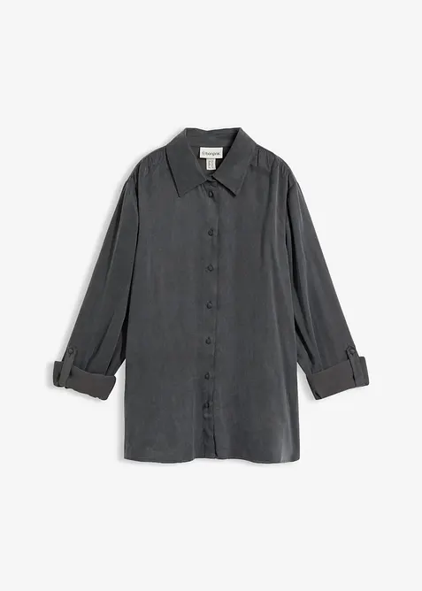 Hemdbluse aus flie&szlig;endem Cupro, bonprix