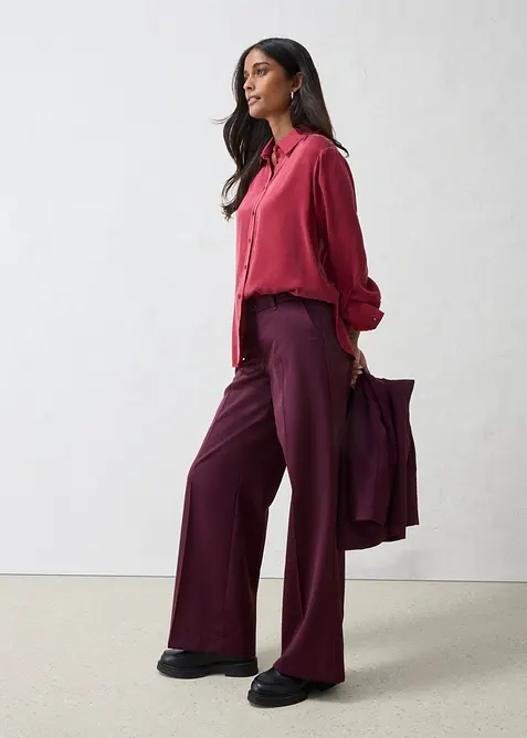 Hemdbluse aus flie&szlig;endem Cupro, bonprix