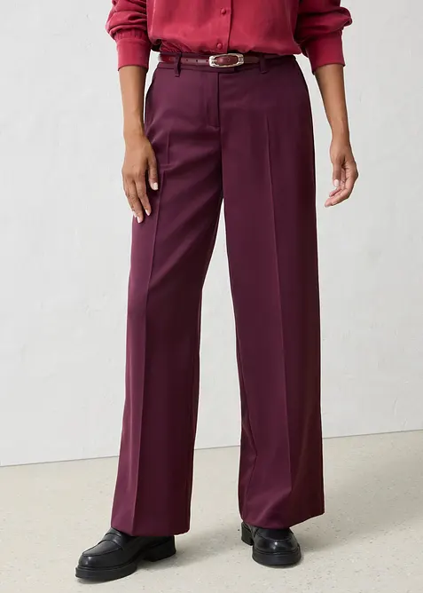Pantalon de tailleur droit en laine m&eacute;lang&eacute;e douce, bonprix