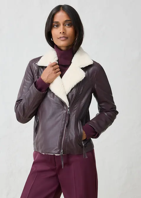 Leder Biker-Jacke aus Lammnappa, bonprix