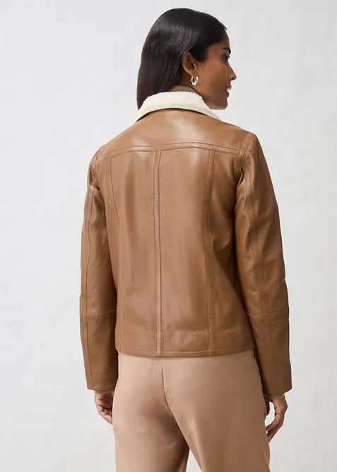 Veste biker en cuir d&rsquo;agneau nappa, bonprix