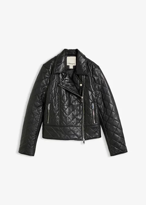 Gesteppte Leder-Biker-Jacke aus Lammnappa, bonprix