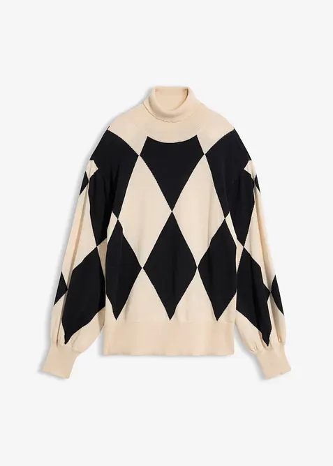 Pull col roul&eacute; en fine maille, bonprix