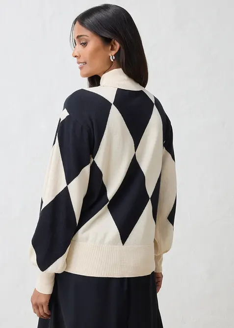 Pull col roul&eacute; en fine maille, bonprix
