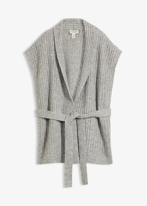 Gilet sans manches en douce maille ajour&eacute;e, bonprix
