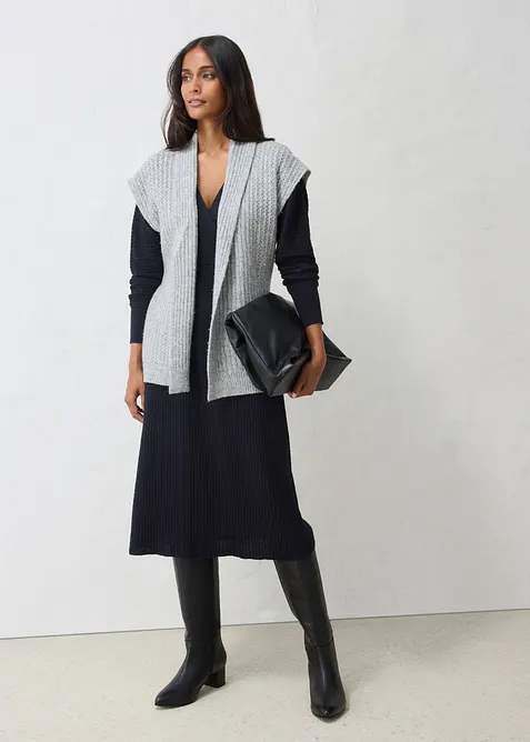 Gilet sans manches en douce maille ajour&eacute;e, bonprix
