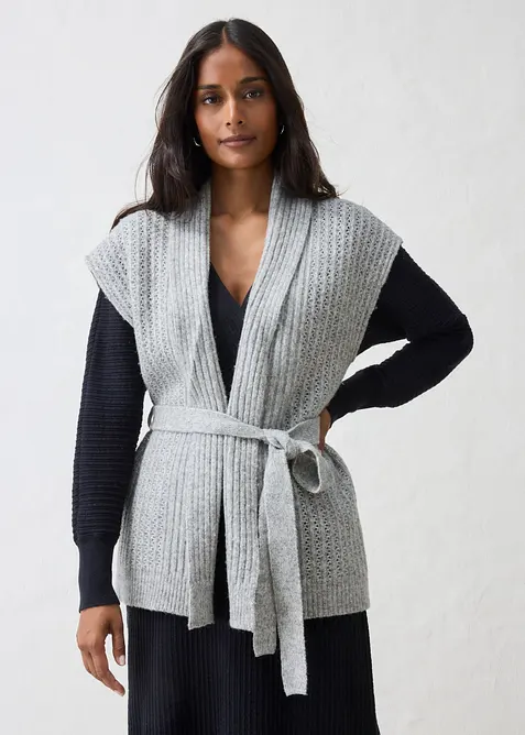 Gilet sans manches en douce maille ajour&eacute;e, bonprix