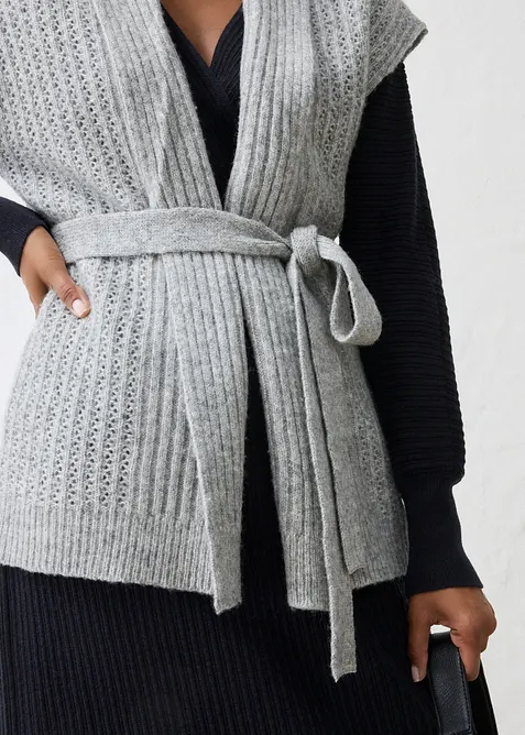 Ajour Strick-Weste aus weichem Woll-Mix, bonprix