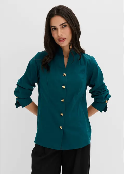 Popeline-Stretchbluse, b&uuml;gelfrei, bonprix