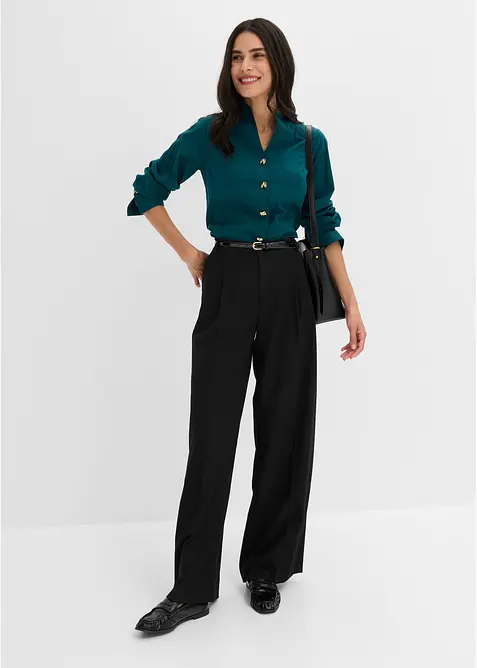 Popeline-Stretchbluse, b&uuml;gelfrei, bonprix