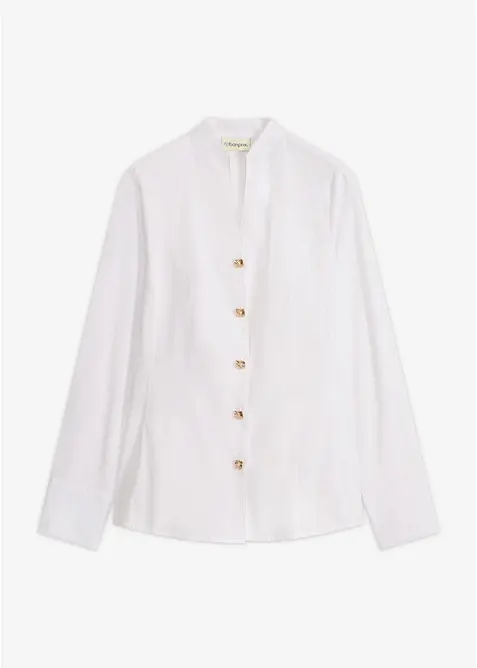 Popeline-Stretchbluse, b&uuml;gelfrei, bonprix